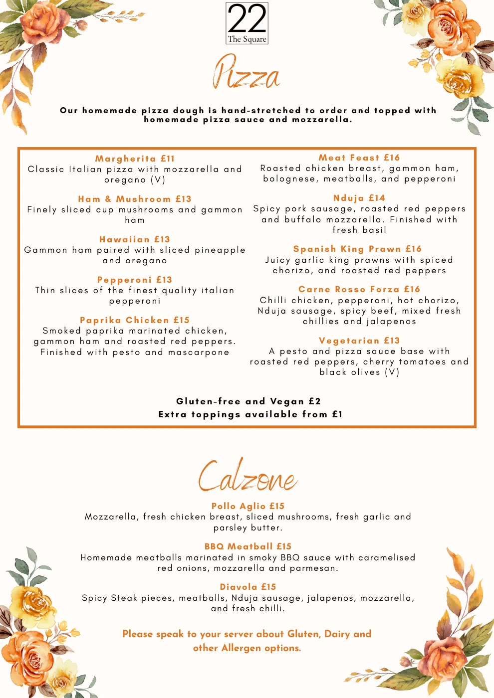 22 The Square menu, page 2 of 5