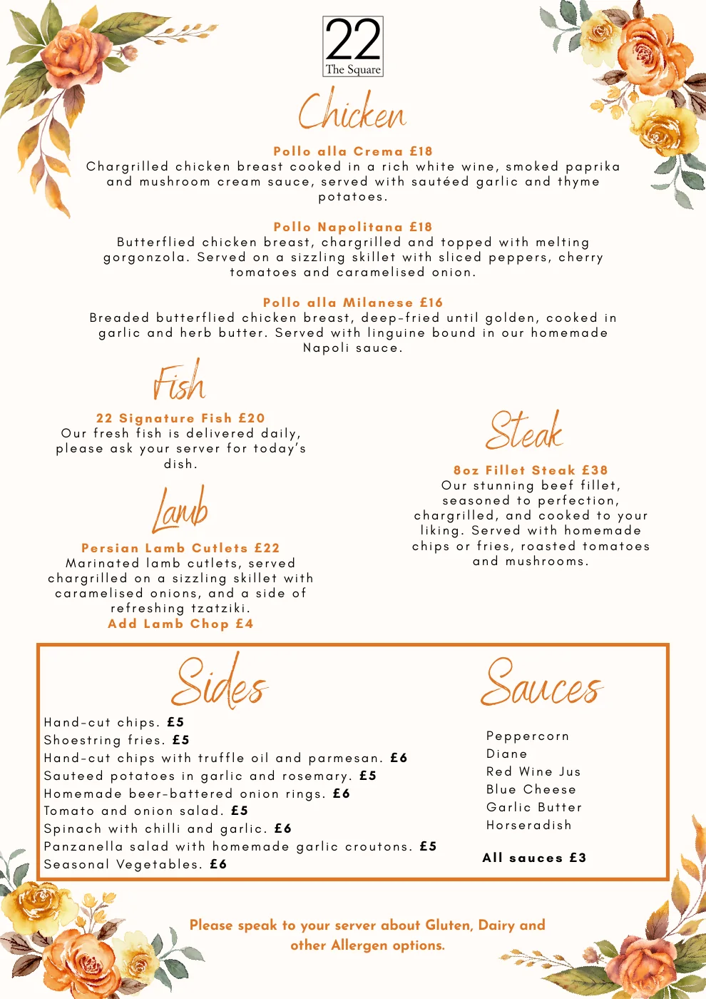22 The Square menu, page 4 of 5